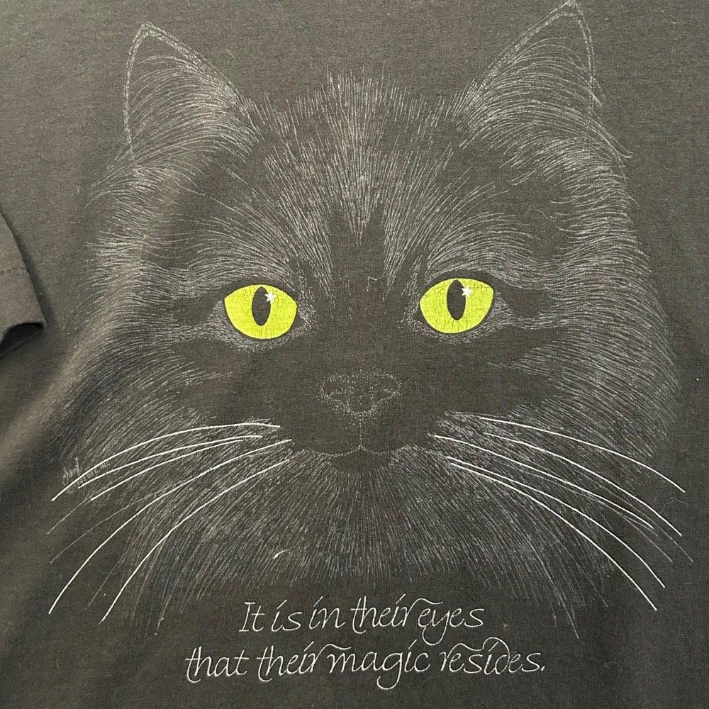 Fruit of the Loom Vintage Cat Graphic T-Shirt Mens XXXL Black Single Stitch USA - Picture 4 of 8